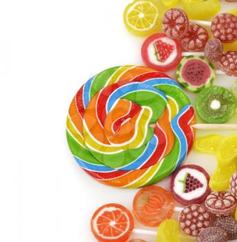 Colorful Fruit Candies On White Background