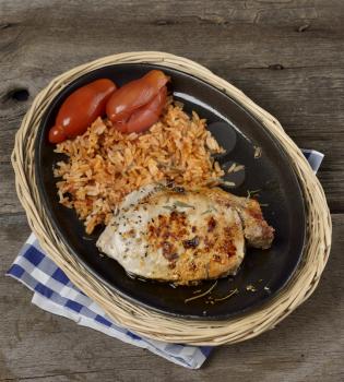 Rice With Pork Meat And Tomatoes