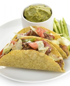 Beef Tacos With Vegetables And Avocado Dip