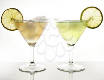 cold  cocktails  with lemon and ice