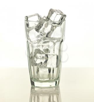 empty glass with ice cubes 