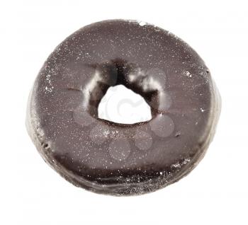 a chocolate donut on white background