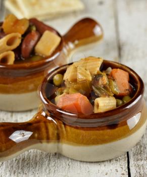 Vegetable Soup With Pasta,Close Up