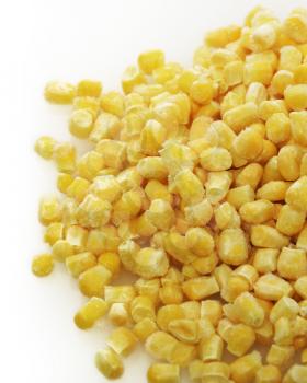 Frozen Sweet Corn ,Close Up On White Background