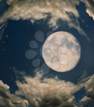 Grunge Image Of Full Moon