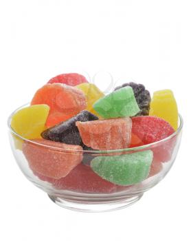 Colorful Fruit Jelly Candies In Glass Bowl