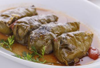 Dolma,Stuffed Grape Leaves with Meat and Rice