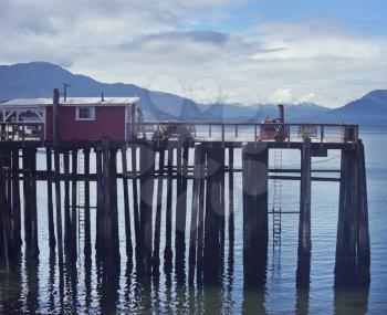 Wooden Platform near the Crab Station Restaurant,Icy Strait Point, Hoonah, Alaska, USA 