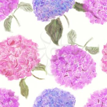 seamless   pattern of hydrangea flowers