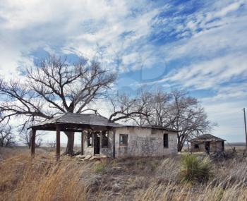 Glenrio, next to the TX-NM state line, USA.March 10 2019.Ghost town on Route 66.The old filling station