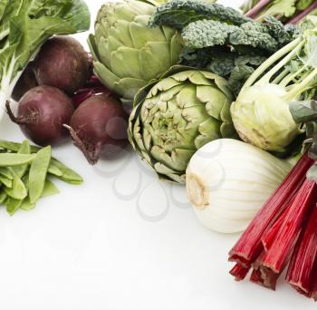 Assortment Of Raw Fresh Vegetables on white background