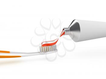 Royalty Free Clipart Image of Toothpaste on a Toothbrush