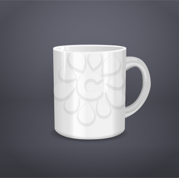 Realistic white cup on gray. Vector illustration