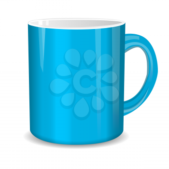 Realistic blue cup on white. Vector illustration