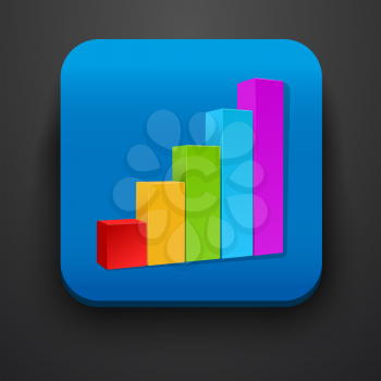 Growth stock symbol icon on blue. Vector