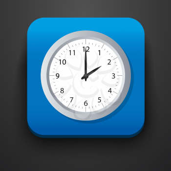 Clock symbol icon on blue. Vector illustration