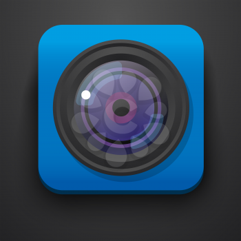 Photo camera symbol icon on blue. Vector