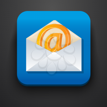 envelope symbol icon on blue. Vector illustration