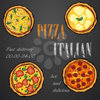 pizza food menu cafe brochure. vector template