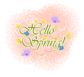 Beautiful Typographical Spring Background with flowers. Vector