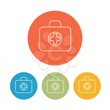 medical bag icons set on color rings. vector illustration