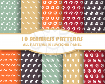 vector set of geometric seamless patterns for design. eps 10