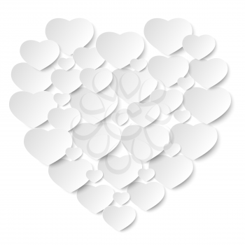 Heart from paper Valentines day card vector background eps 10