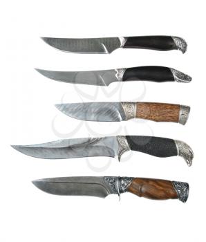Damask hunting knifes, isolated 