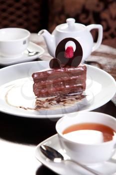 Chocolate dessert, close-up photo