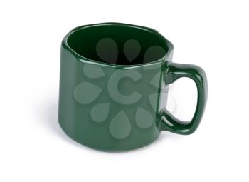 Green cup isolated on white background