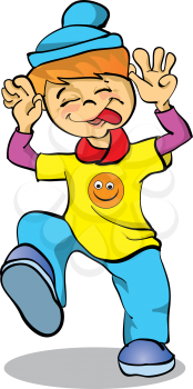 Royalty Free Clipart Image of a Boy Making Faces