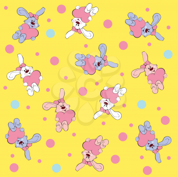 Royalty Free Clipart Image of a Bunny and Heart Background