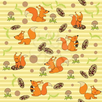 Royalty Free Clipart Image of a Background of Squirrels