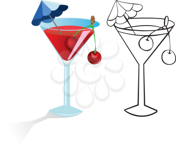 Royalty Free Clipart Image of a Drink in Colour and Black and White