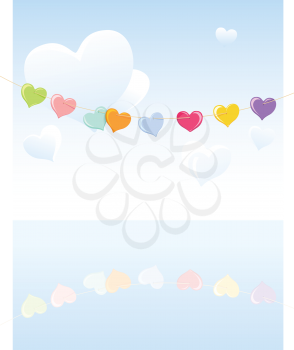 Royalty Free Clipart Image of Hearts Across the Sky
