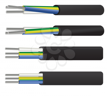 Royalty Free Clipart Image of a Three-Wire Cable