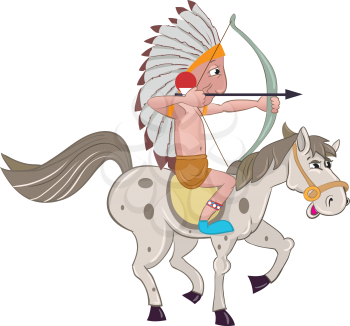 Royalty Free Clipart Image of a Native on Horseback