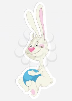 Royalty Free Clipart Image of a Bunny With a Ball