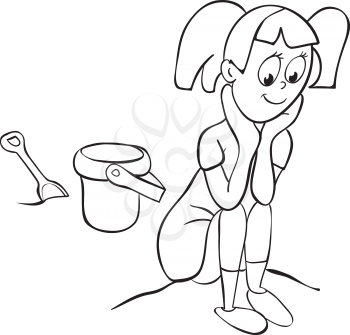 Royalty Free Clipart Image of a Girl at the Beach