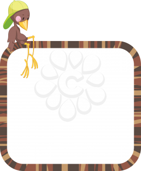 Royalty Free Clipart Image of a Bird on a Frame