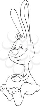 Royalty Free Clipart Image of a Bunny and a Ball