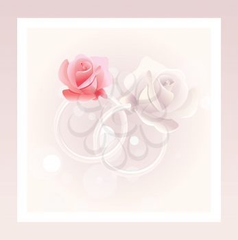 Royalty Free Clipart Image of Rings and Roses on a Background