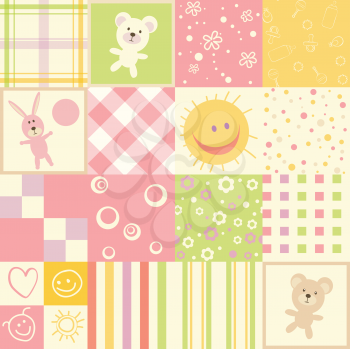 Royalty Free Clipart Image of a Patchwork Quilt