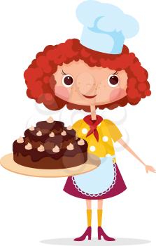 Girl cook with cake.
EPS10. Contains transparent objects used for shadows drawing