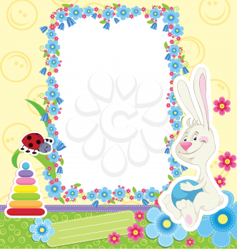 Children frame with rabbit for baby photo album