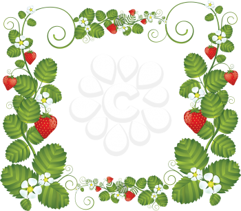 Strawberry floral frame background.
EPS10. Contains transparent objects used for shadows drawing.
