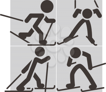 Cross-country skiing icons