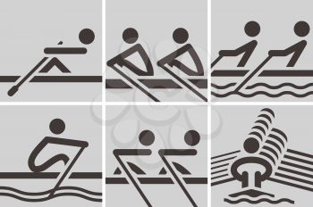 Summer sports icons set -  rowing icons
