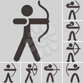 Summer sports icons set - Archery icons