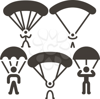 Extreme sports icon set - parachute sport icons